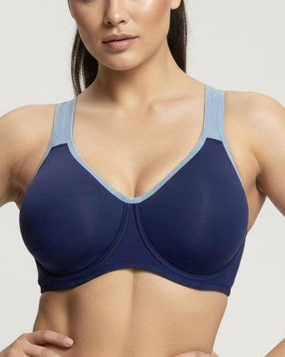 Full Coverage Sports Bra Non Padded Unlined Soft Support Wide Strap Underwire Bra