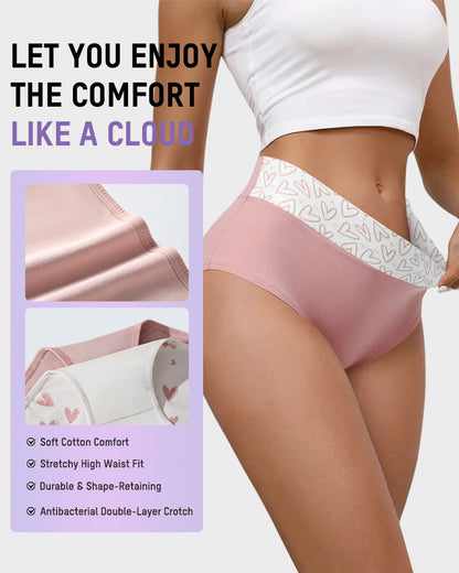 Soft Cotton Heart Print High-Waist Panties (6 Pack)