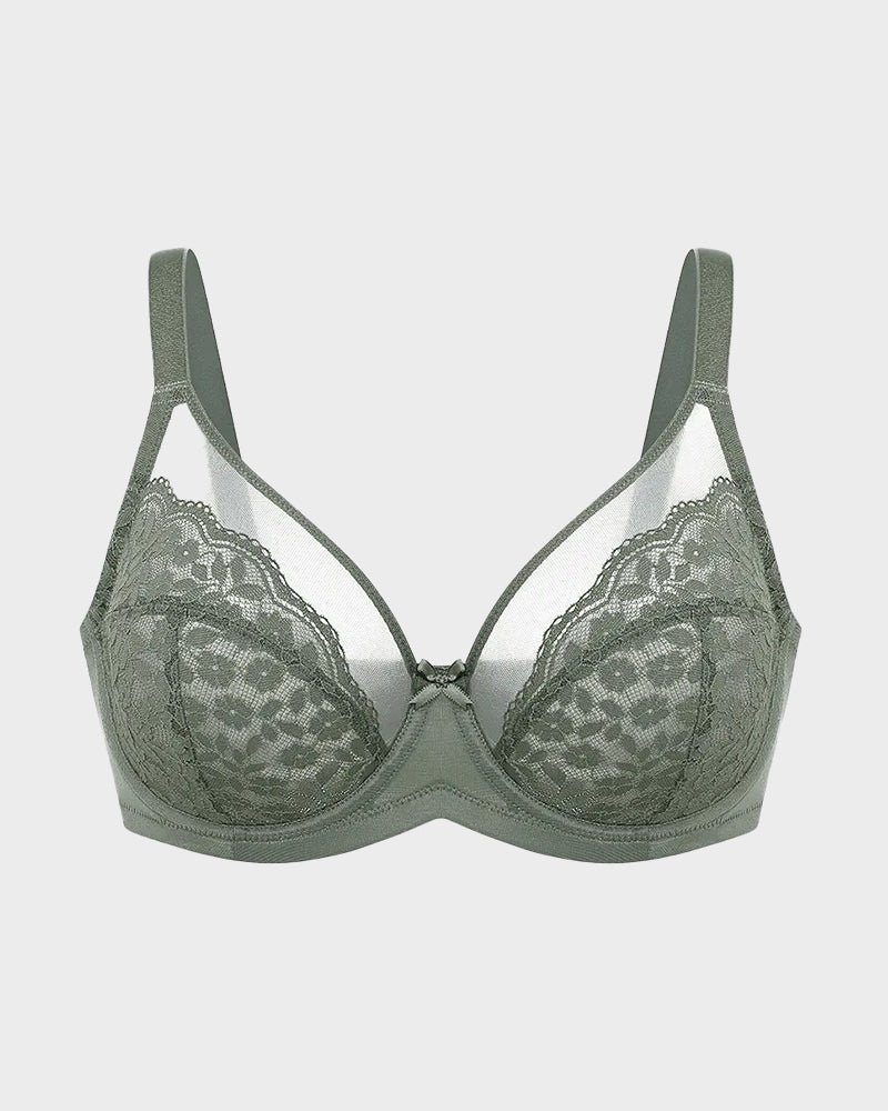 Floral lace shaping plus size bra