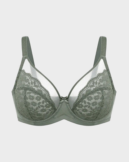 Floral lace shaping plus size bra