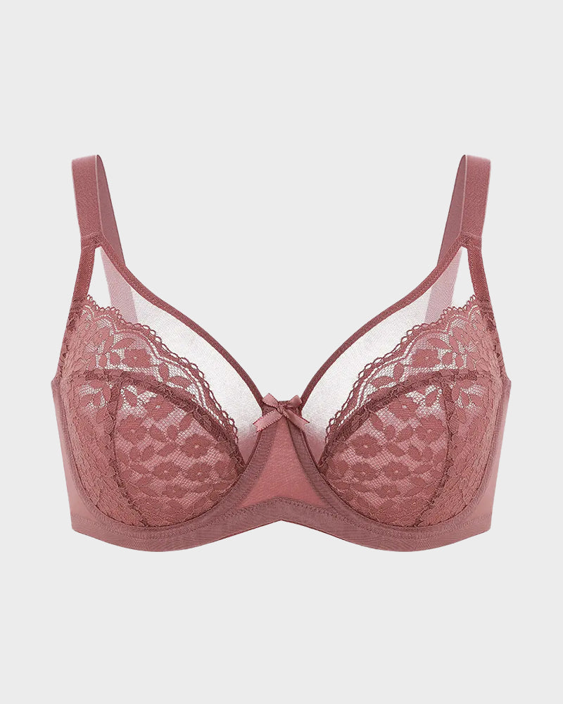 Floral lace shaping plus size bra