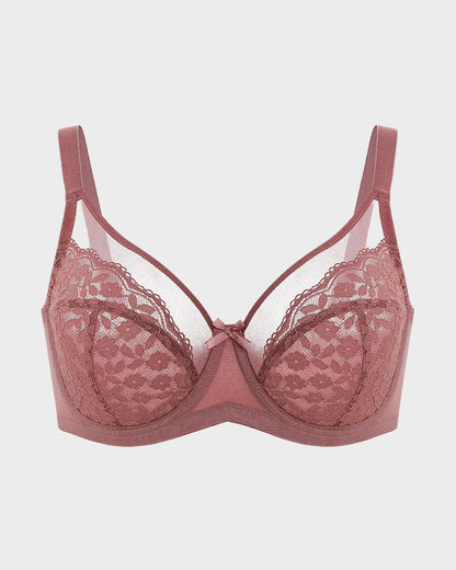 Floral lace shaping plus size bra