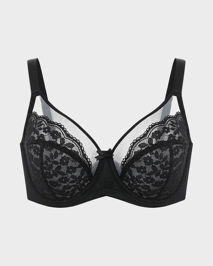 Floral lace shaping plus size bra
