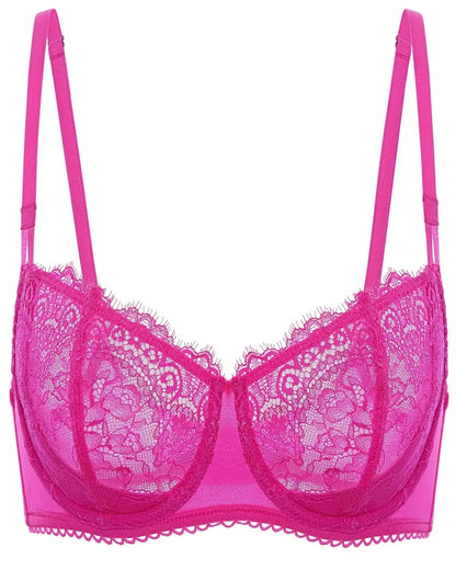 Women's Sexy Lace Push Up Plus Size Bra Sheer Balconette Underwire Unlined
