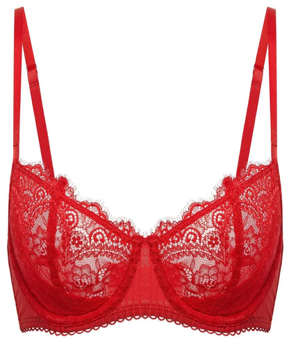 Women's Sexy Lace Push Up Plus Size Bra Sheer Balconette Underwire Unlined