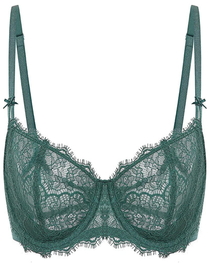 Women's Sexy Lace Push Up Plus Size Bra Sheer Balconette Underwire Unlined