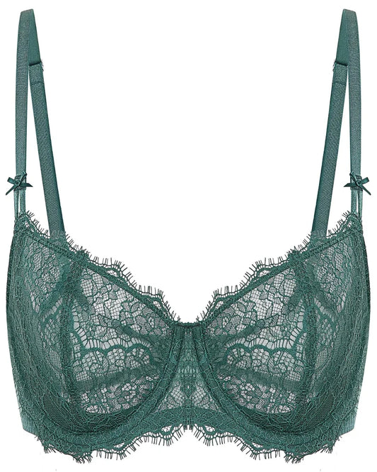 Women's Sexy Lace Push Up Plus Size Bra Sheer Balconette Underwire Unlined