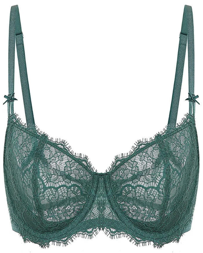 Women's Sexy Lace Push Up Plus Size Bra Sheer Balconette Underwire Unlined