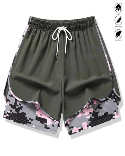 Womens Athletic Shorts with Built In Liner and Drawstring Waist