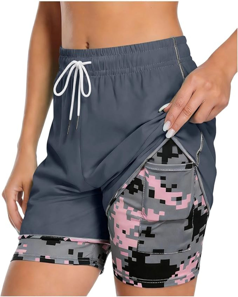 Womens Athletic Shorts with Built In Liner and Drawstring Waist