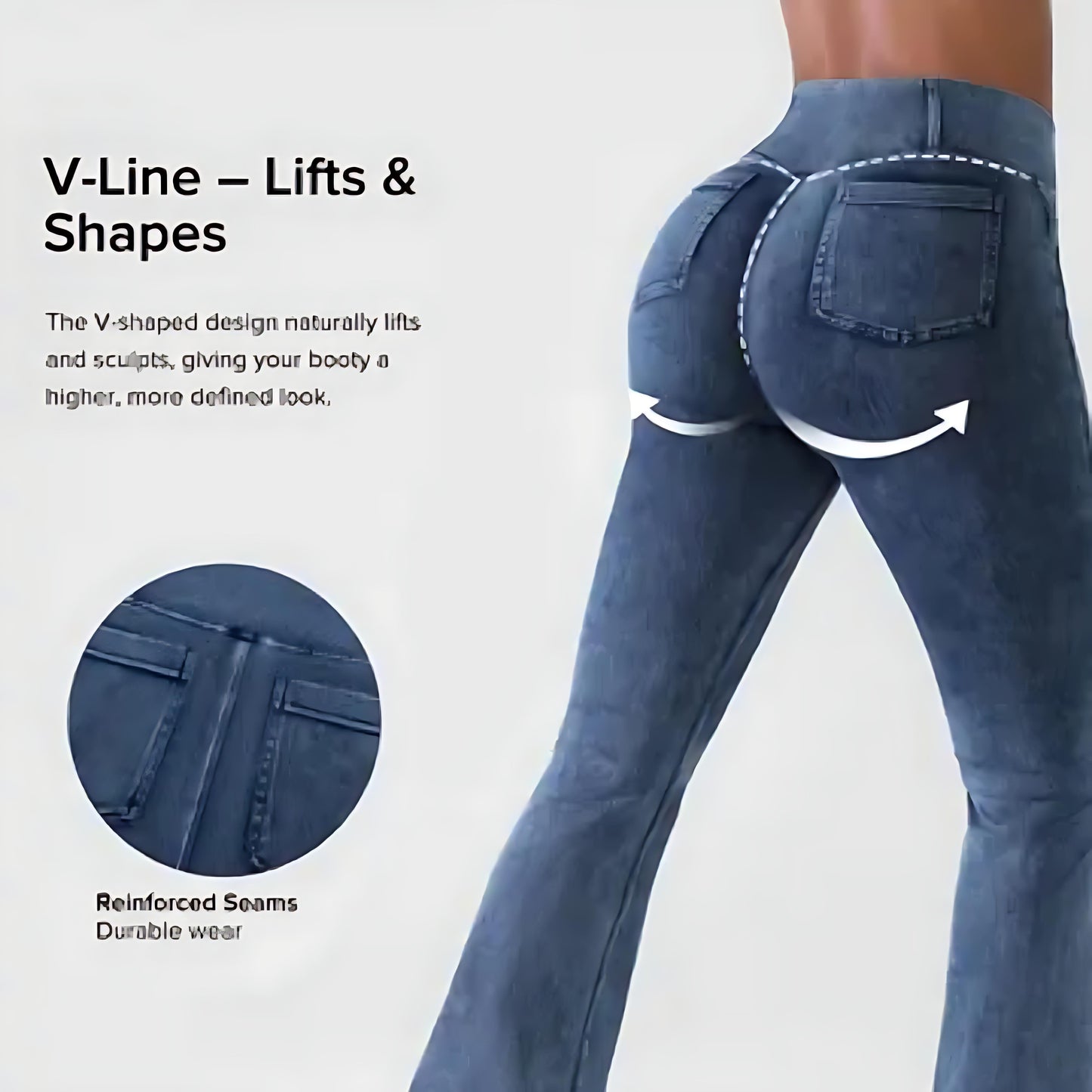 SHAPECURVE Crossover Denim Side Pockets Sculpting Leggings