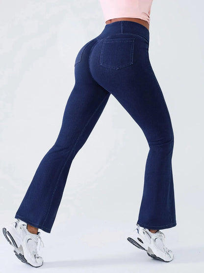 SHAPECURVE Crossover Denim Side Pockets Sculpting Leggings