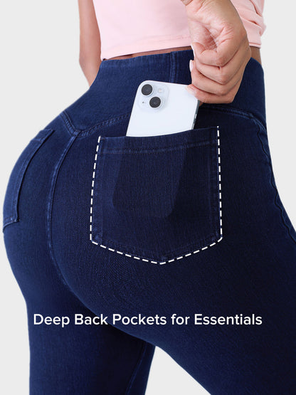SHAPECURVE Crossover Denim Side Pockets Sculpting Leggings