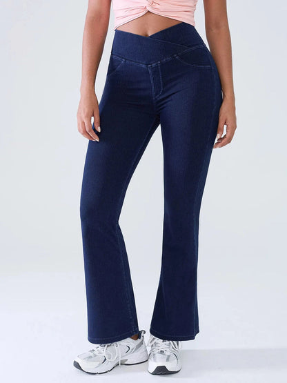 SHAPECURVE Crossover Denim Side Pockets Sculpting Leggings