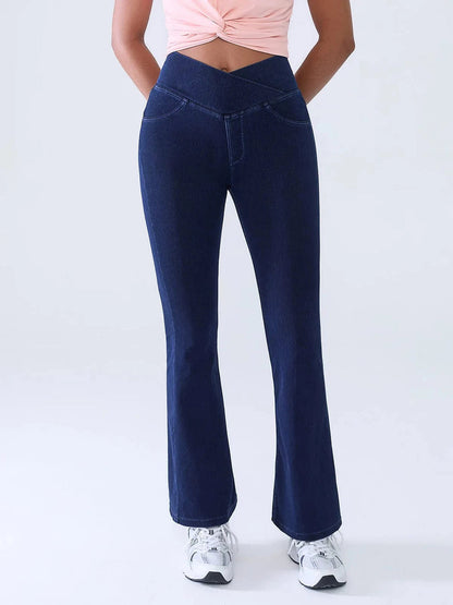 SHAPECURVE Crossover Denim Side Pockets Sculpting Leggings