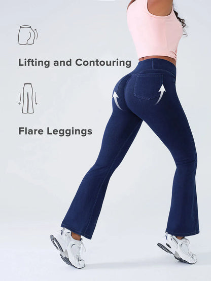 SHAPECURVE Crossover Denim Side Pockets Sculpting Leggings