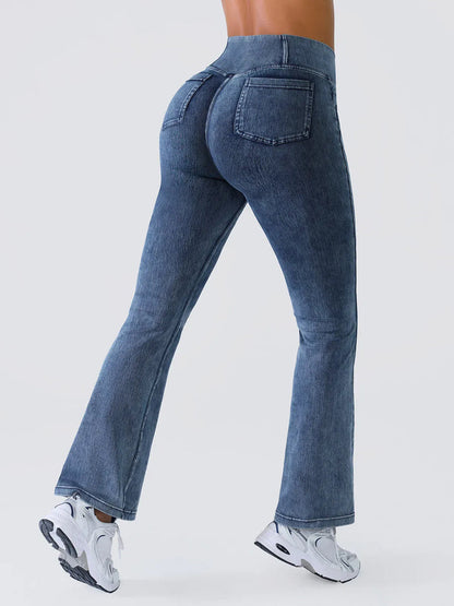 SHAPECURVE Crossover Denim Side Pockets Sculpting Leggings