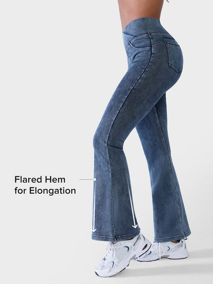 SHAPECURVE Crossover Denim Side Pockets Sculpting Leggings