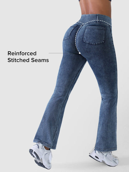SHAPECURVE Crossover Denim Side Pockets Sculpting Leggings