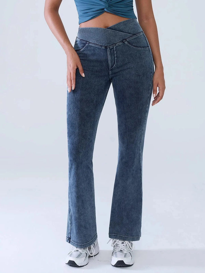 SHAPECURVE Crossover Denim Side Pockets Sculpting Leggings
