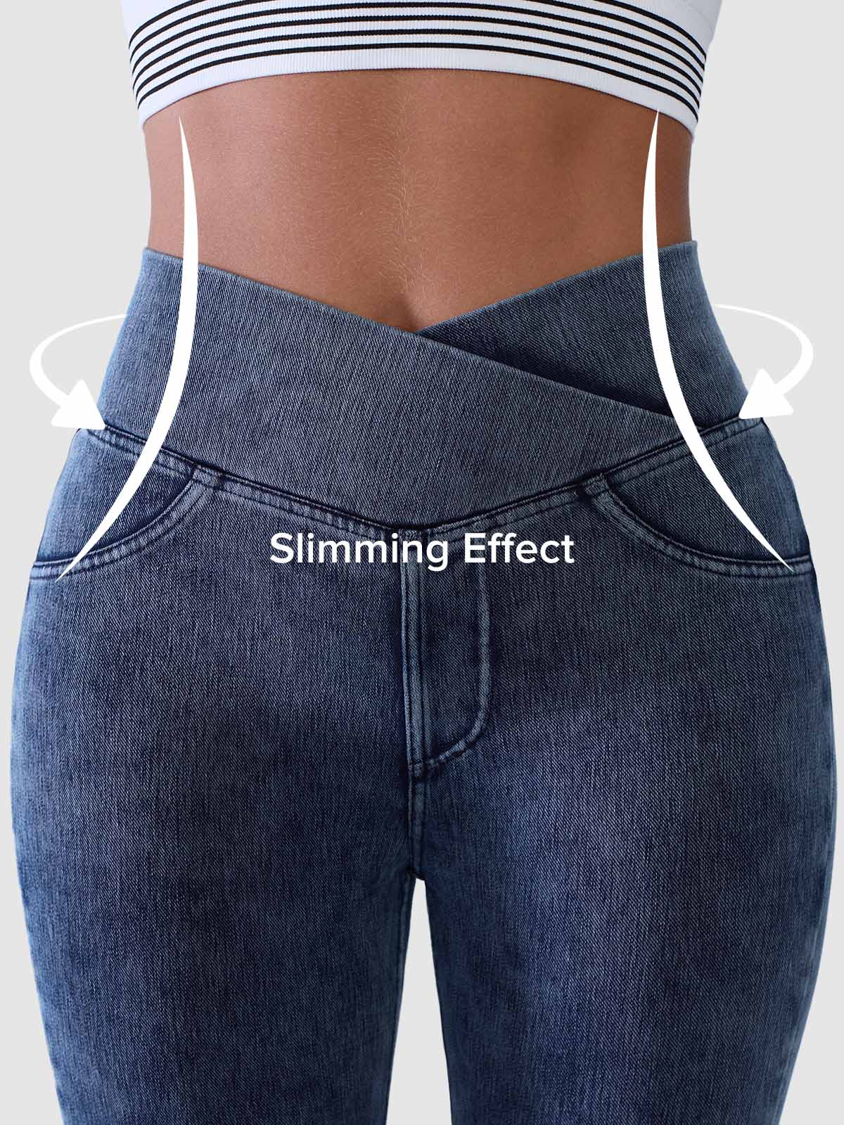 SHAPECURVE Crossover Denim Side Pockets Sculpting Leggings