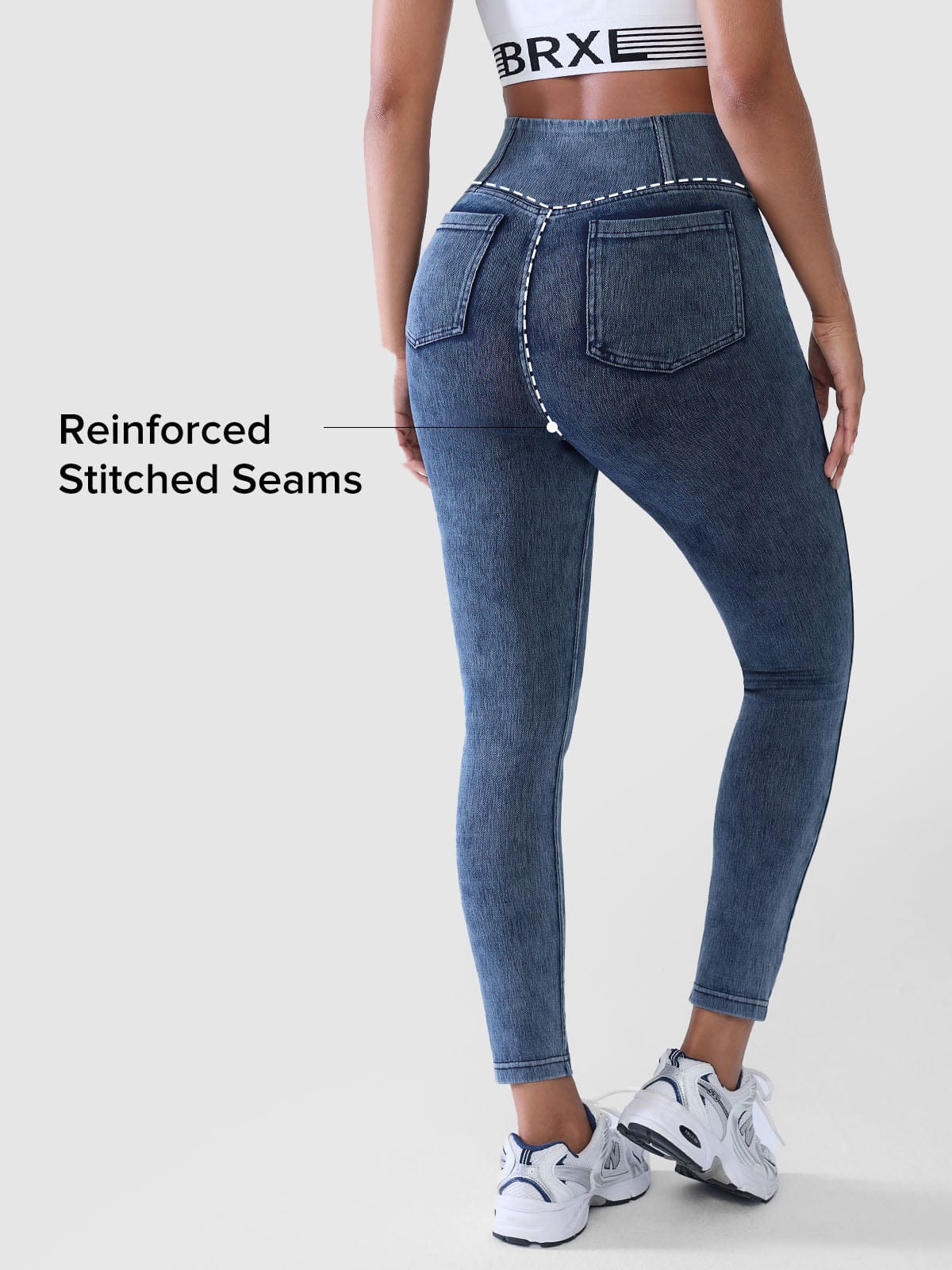 SHAPECURVE Crossover Denim Side Pockets Sculpting Leggings