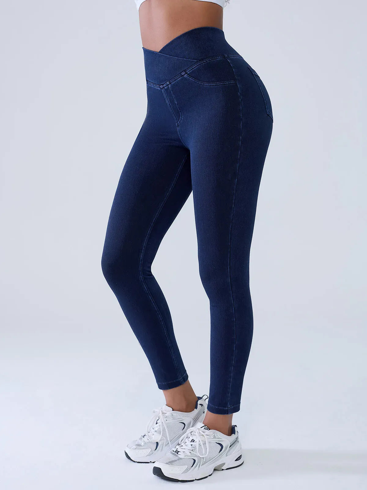 SHAPECURVE Crossover Denim Side Pockets Sculpting Leggings