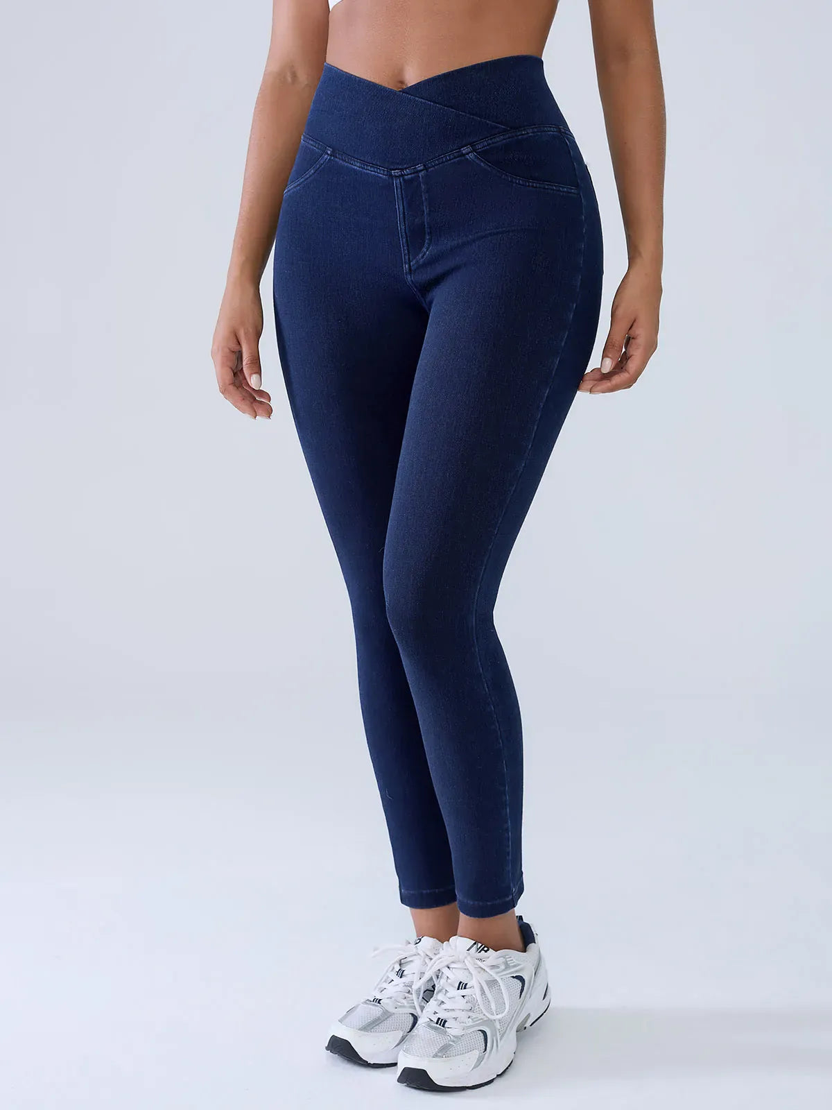 SHAPECURVE Crossover Denim Side Pockets Sculpting Leggings