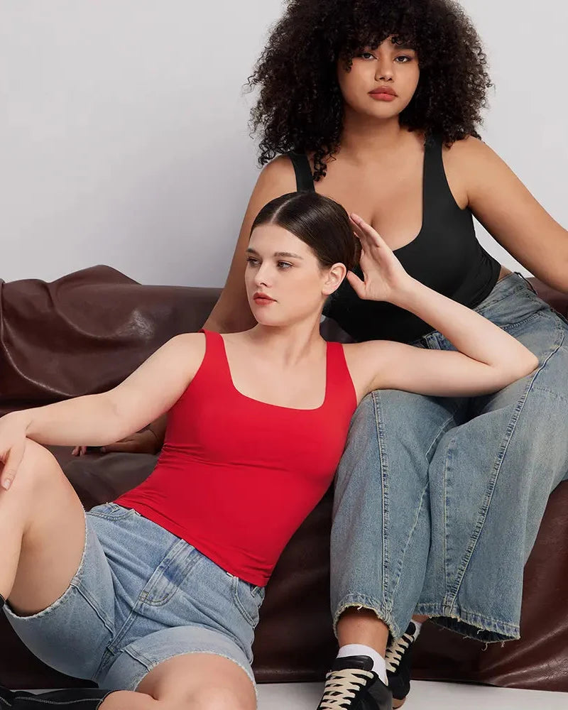 SHAPECURVE Skin-Friendly Sculpting Square-Neck Tank Top