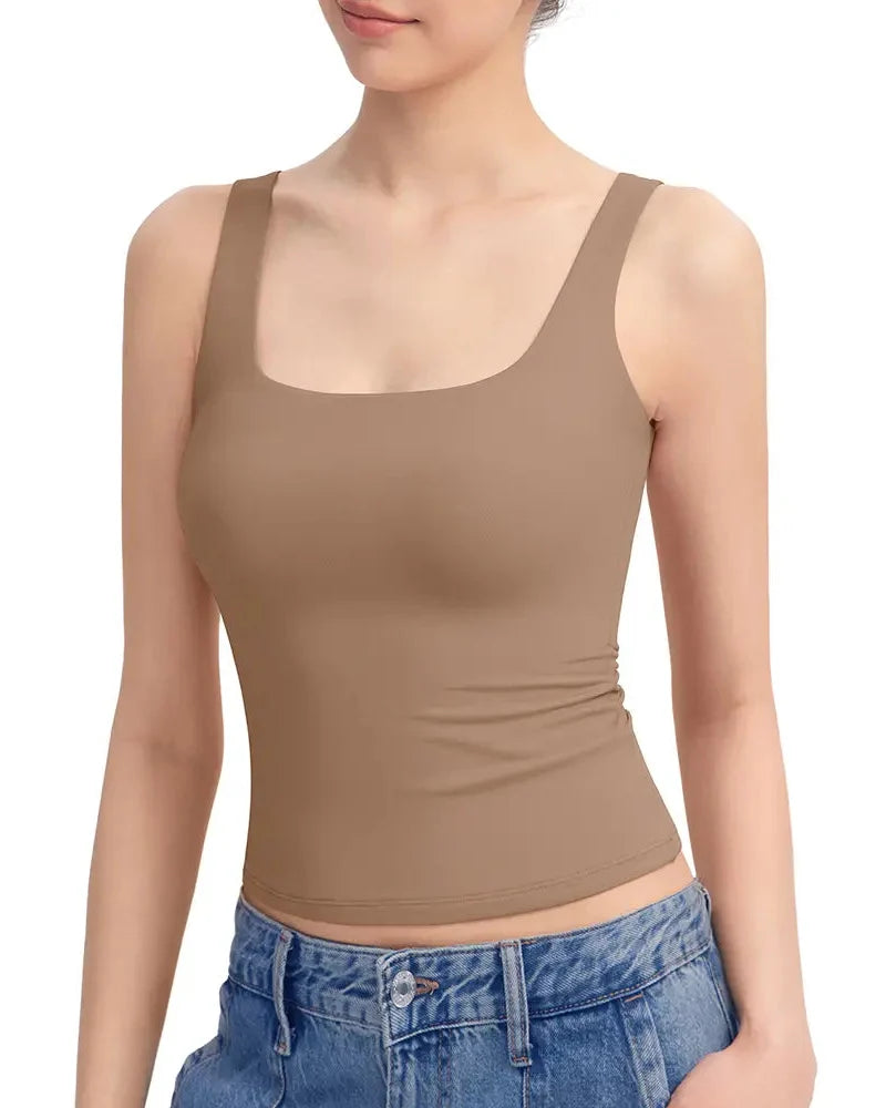 SHAPECURVE Skin-Friendly Sculpting Square-Neck Tank Top