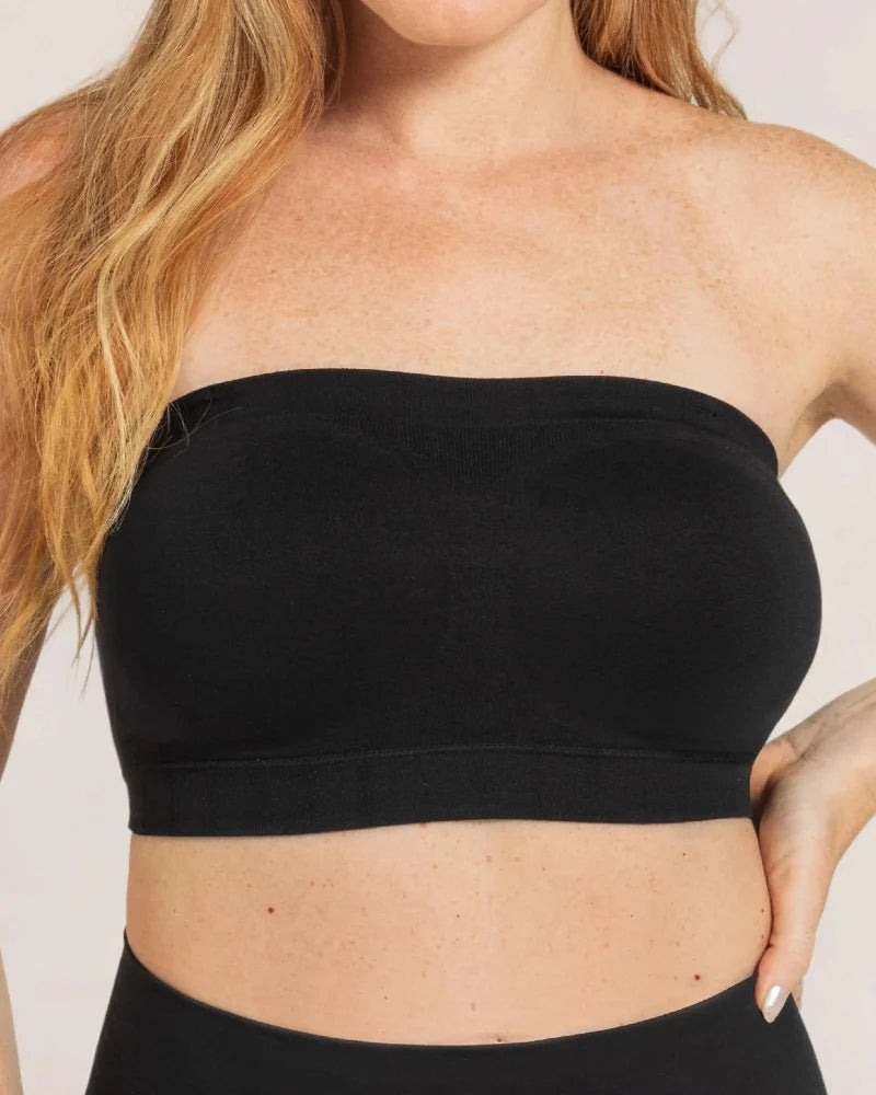 Convertible Strapless Bandeau Bra with Wireless Comfort, Anti-Slip Grip & Removable Straps