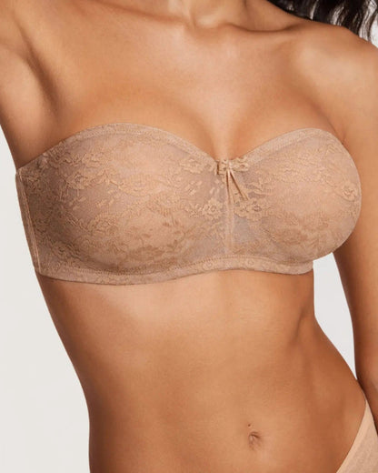 Women's No Padding Strapless Lace Bra Underwire Multiway See-Through