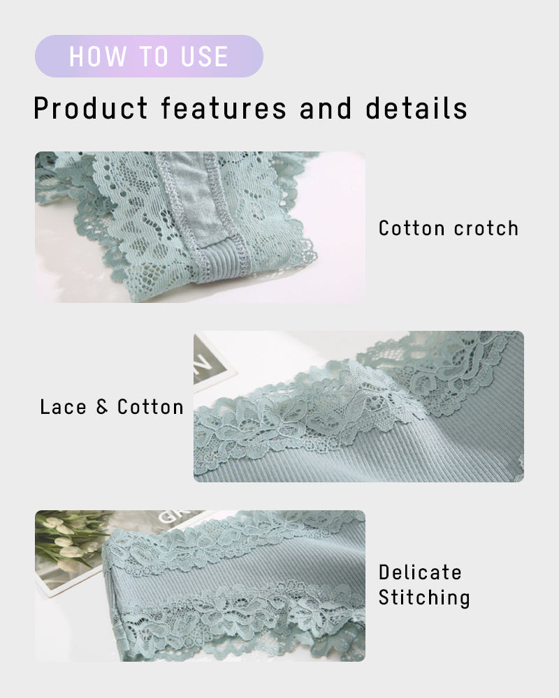 Women's Cotton Panties Lace Low Rise
