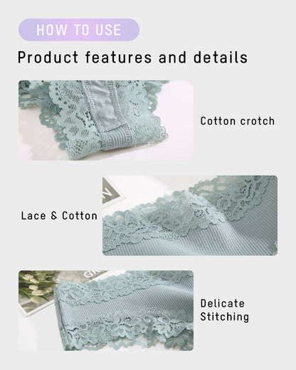 Women's Cotton Panties Lace Low Rise