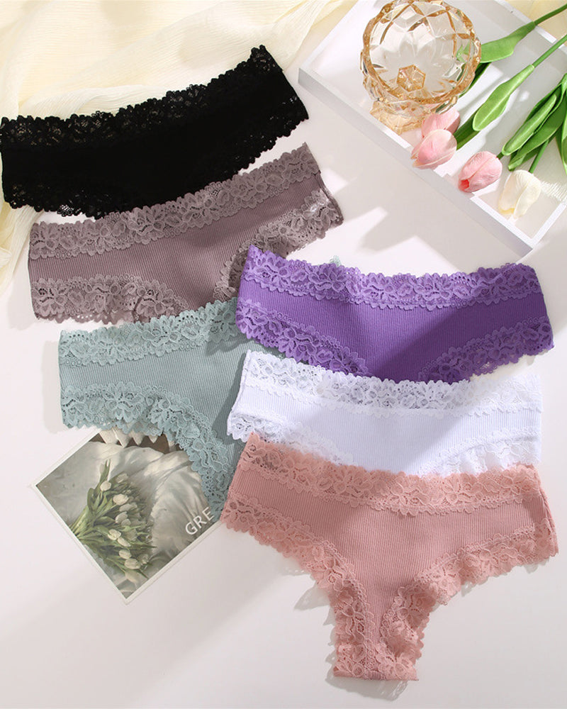 Women's Cotton Panties Lace Low Rise