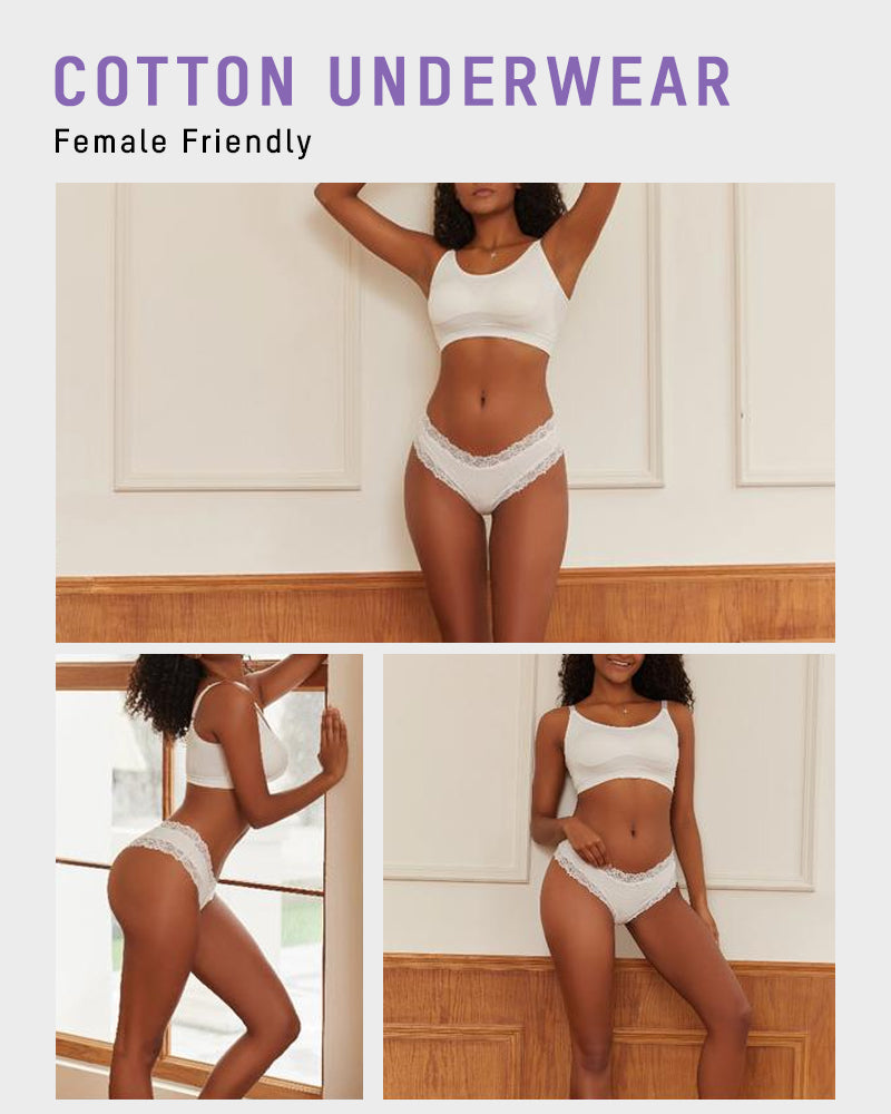 Women's Cotton Panties Lace Low Rise