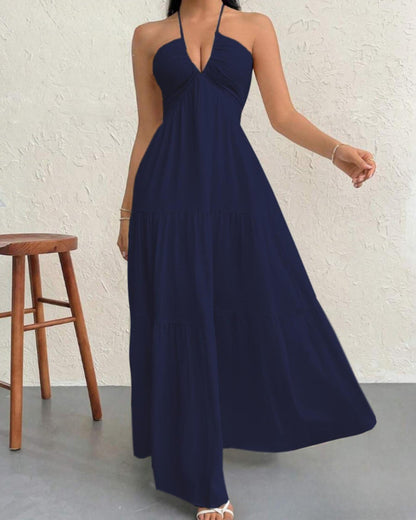 Women's Summer Sleeveless Loose A Line Plain Dress