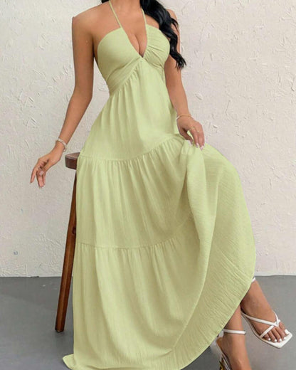 Women's Summer Sleeveless Loose A Line Plain Dress