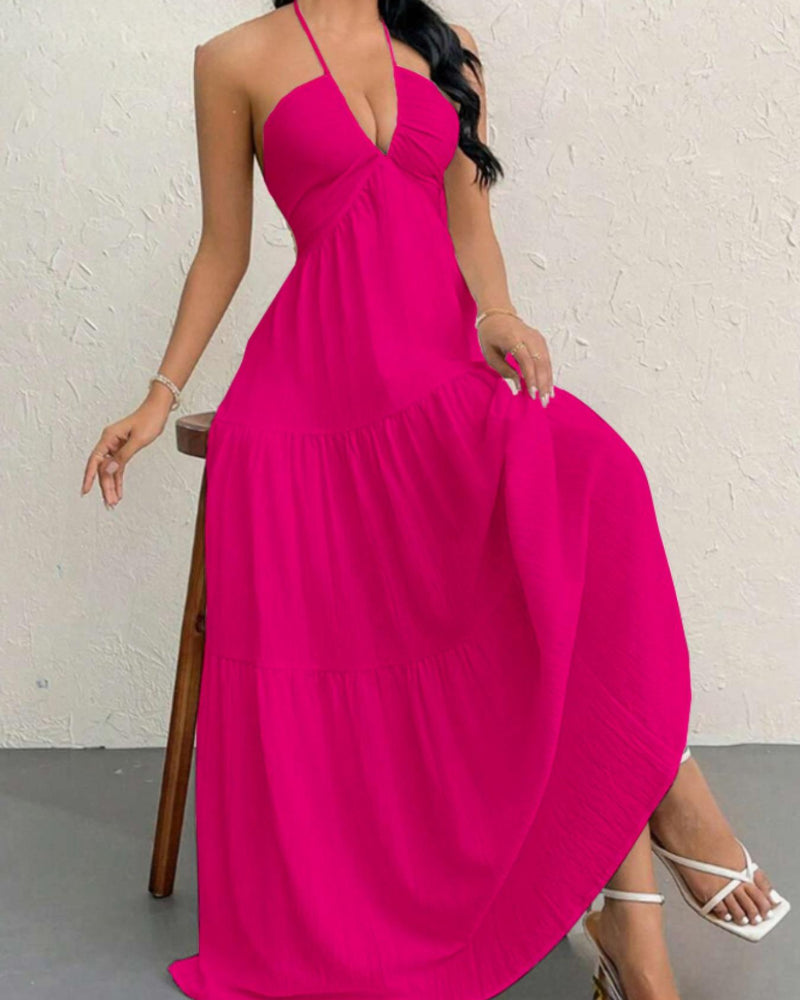 Women's Summer Sleeveless Loose A Line Plain Dress