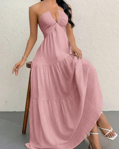 Women's Summer Sleeveless Loose A Line Plain Dress