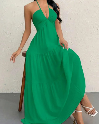 Women's Summer Sleeveless Loose A Line Plain Dress