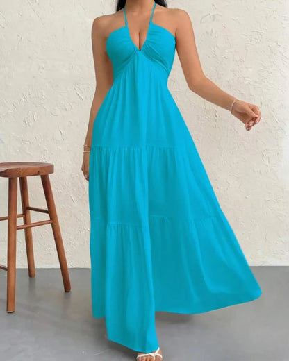 Women's Summer Sleeveless Loose A Line Plain Dress