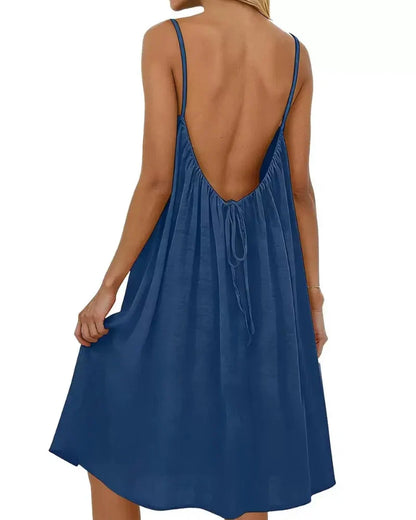 Women’s Chic Solid Color Backless Cami Dress