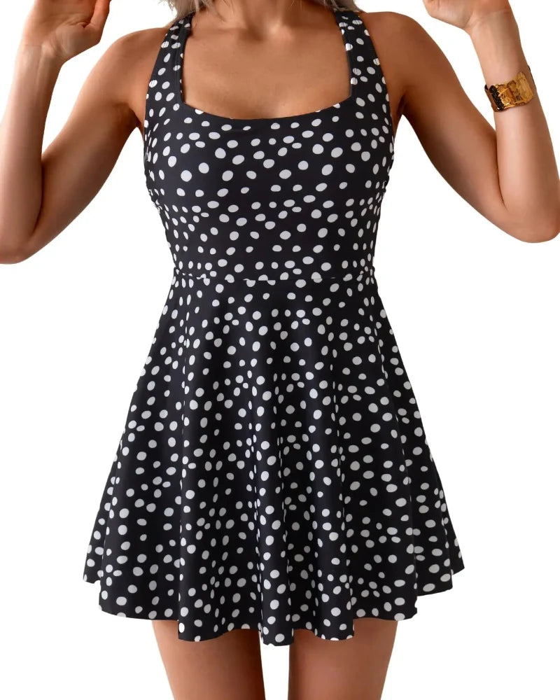 Women’s Tummy Control Swimdress – One-Piece with Pocket