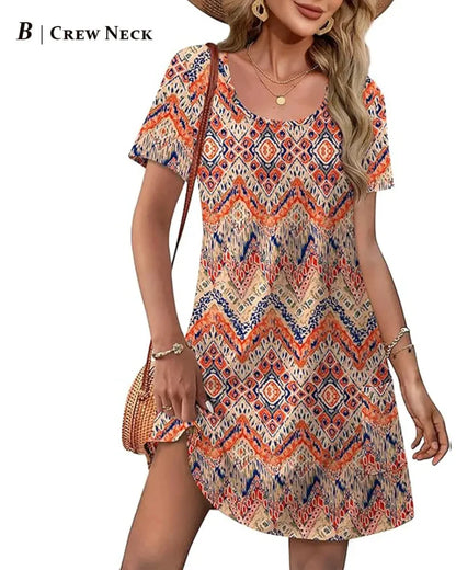 Summer 2026 Women’s V-Neck Casual Short Sleeve Dress Beach Wedding Vacation Wear
