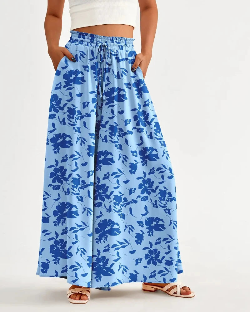 Women High Waist Wide Leg Palazzo Pants with Pockets
