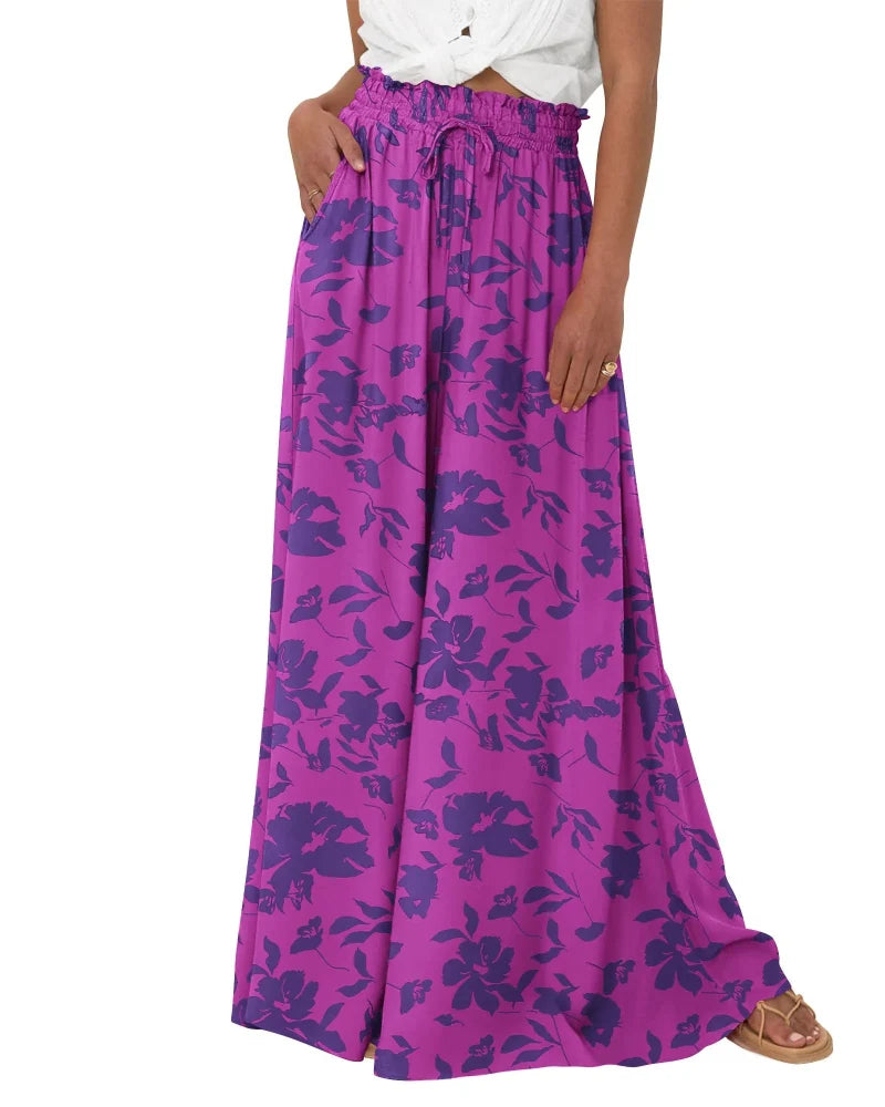 Women High Waist Wide Leg Palazzo Pants with Pockets