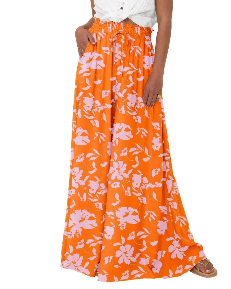 Women High Waist Wide Leg Palazzo Pants with Pockets