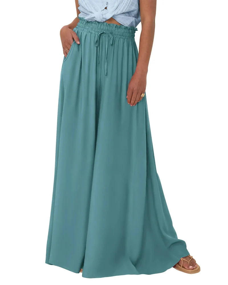 Women High Waist Wide Leg Palazzo Pants with Pockets