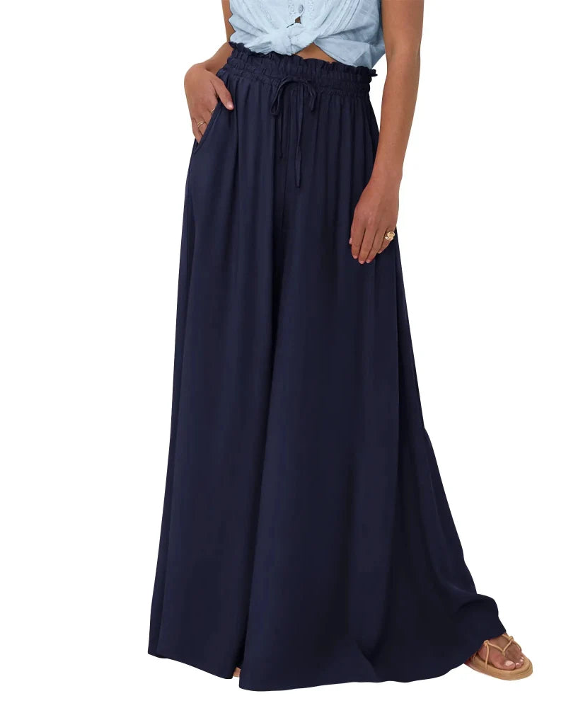 Women High Waist Wide Leg Palazzo Pants with Pockets